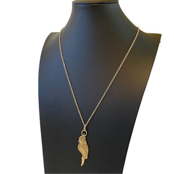 Tropical Bird Pendant on Extra Long Gold Toned Chain. - Picture 3 of 5